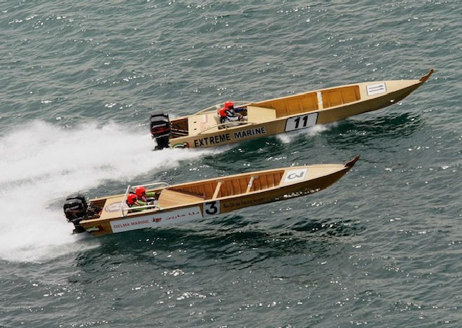Close racing from the top two - UAE Wooden Powerboat Championships © Dubai International Marine Club http://www.dimc.ae/